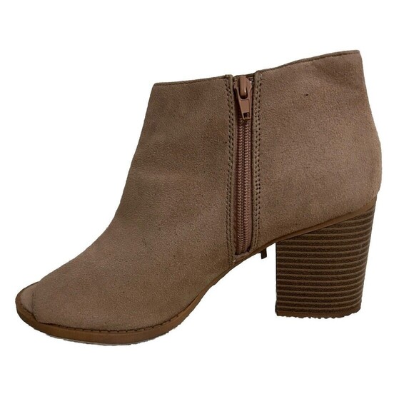 SODA Women's Size 10 SHOES RATON-S ANKLE BOOTIE OPEN TOE WITH FRINGE Light TAUPE - Picture 3 of 9